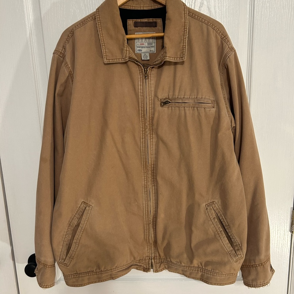 Old Navy canvas barn coat.  Fleece lined.